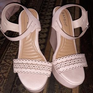 Nude wedge sandals